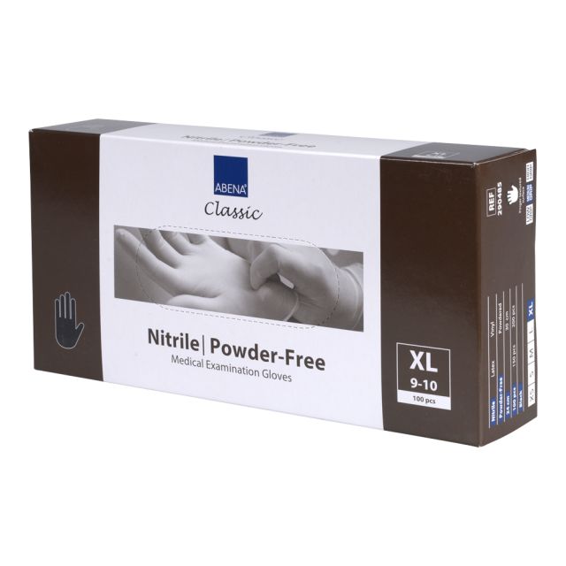 Nitrilhandske, sort u.pudder XL, 100 stk
