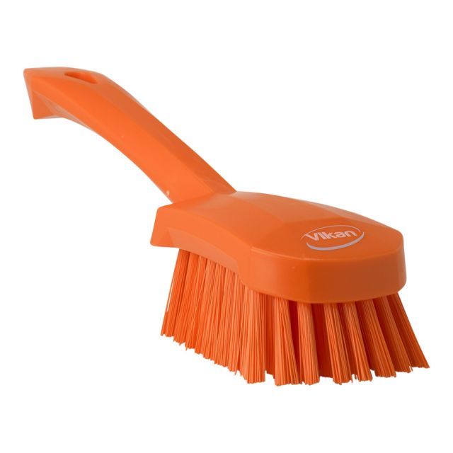 Vaskebørste med kort skaft- stiv, orange