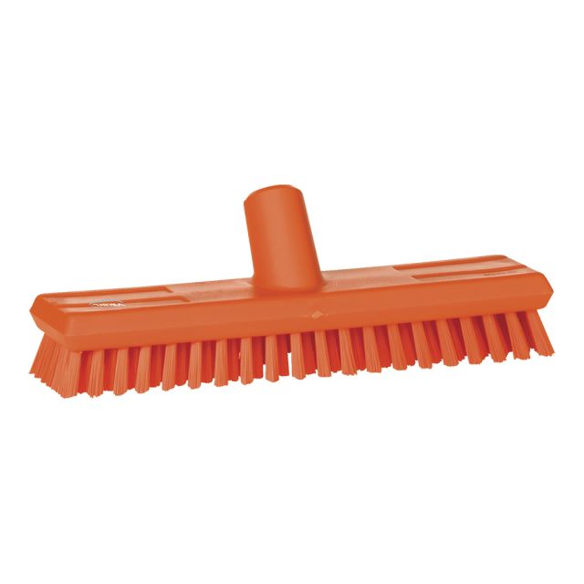 Gulvskrubbe m.vandgennemløb, stiv, orang