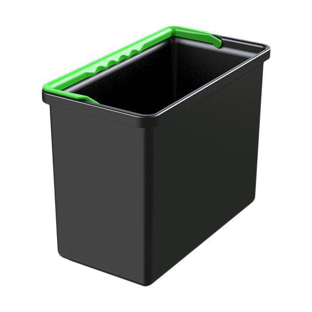 Sort inventarspand m.grøn hank - 7 liter