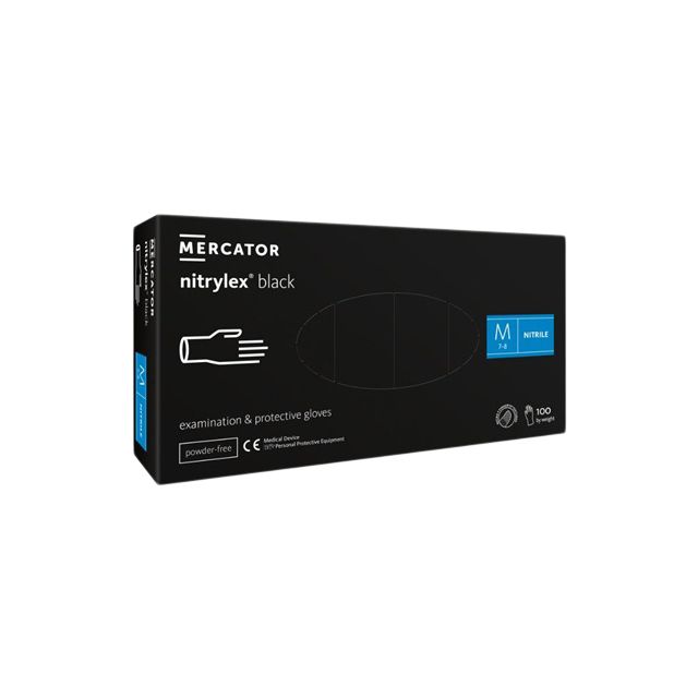 Nitrilhandske M, 100 stk, sort u.pudder